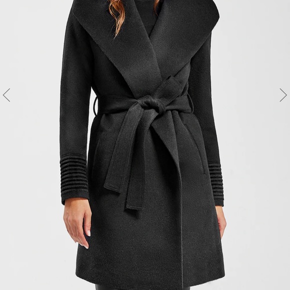 SENTALER MID LENGTH SHAWL COLLAR WRAP COAT - Picture 4 of 6